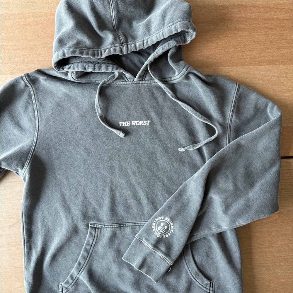 From Not Fat But Not Skinny- Super Comfy ‘THE WORST' Gray Graphic Sweatsuit (M)
